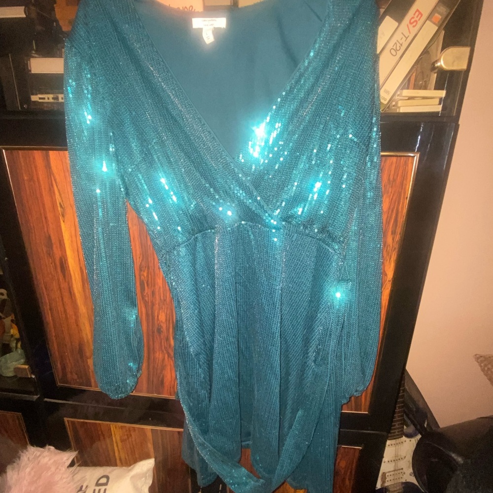 Green Sequin Wrap Dress